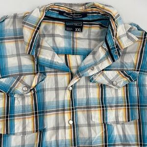 SouthPole Men's XXL Multicolor Plaid Pearl‎ Snap Short Sleeve Shirt
